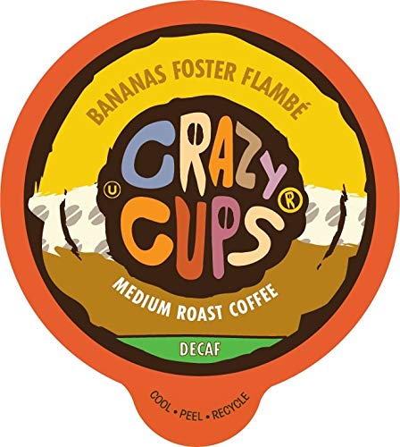 Crazy Cups Decaf Flavored Coffee Pods, Bananas Foster FlambÃ©, Banana Coffee Pods, Single Serve Coffee for Keurig K-Cup Machines, Hot or Iced Coffee, Medium Roast Coffee in Recyclable Pods, 80 Count