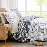 Southshore Fine Living, Inc. Reversible Striped Oversized Duvet Cover Set, Full/Queen – Lightweight Queen Size Bedding Set, Includes 1 Duvet Cover and 2 Pillow Shams, Stain-Resistant, Spirit