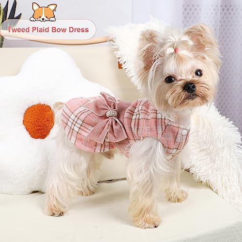 Dog Clothes For Small Dogs Girl Puppy Skirt Dogs Dress Princess Gauze Dress, Pet Clothes Holiday Festival Puppy Outfits Pet Apparel (Small (3-5 Ib), Pink Plaid) #TOP3