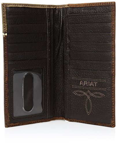 Ariat Men's Distressed Shield Inlay Rodeo Western Leather Excluding Trim Wallet, Lightweight, Brown #TOP3