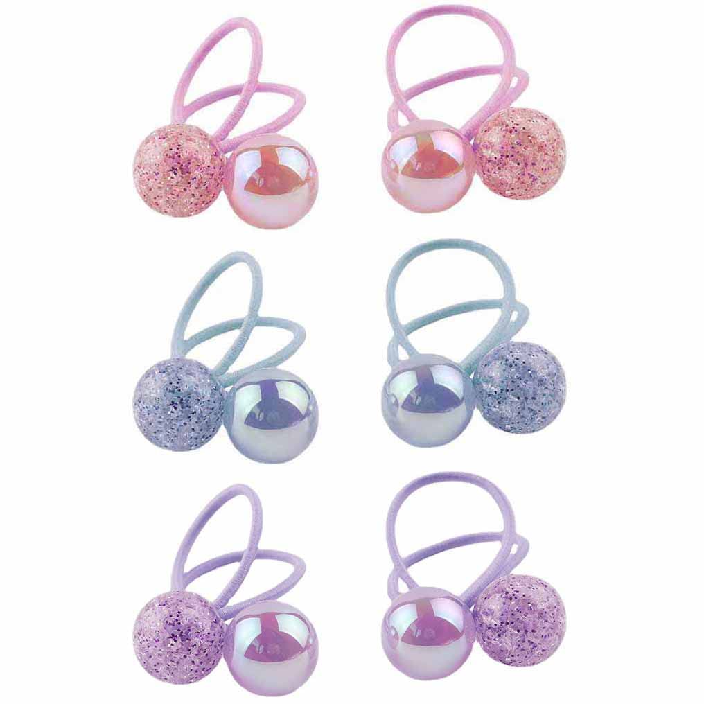 3 Pairs Acrylic Ball Hair Ties Double Balls Hair Bands Elastic Hair Ropes Bubble