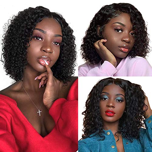 Lace Front Wigs Human Hair 4x4 Short Bob Wigs Middle Part Water Wave Lace Closure Human Hair Wigs Pre Plucked Natural Color Lace Front Bob Wigs 10 Inch
