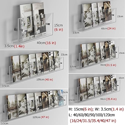 Soporte de pared para folletos con estante transparente invisible antirayaduras 3