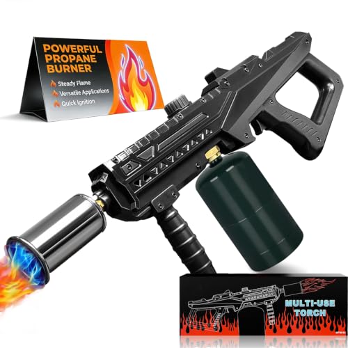 Image of Propane Torch Gun, Powerful Cooking Torch, Adjustable Flame Thrower Blow Torch for BBQ, Searing Steak, Charcoal, Campfire (Tank Not Included)