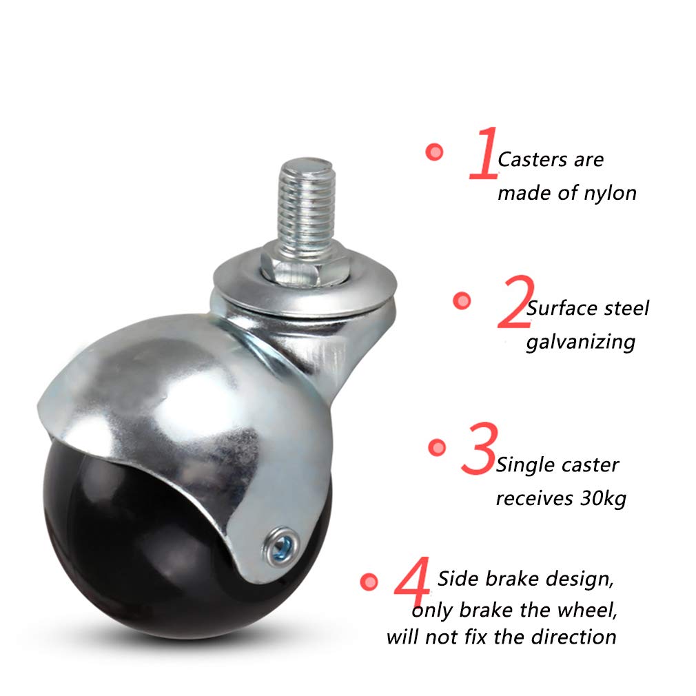 Castor,Swivel Castor,Caster with Brakes,2 Inch Spherical Nylon Casters Universal Wheel 1.5 Inches Sofa Furniture Caster Office Chair Wheel Castors Swivel Cabinet Chair Coffee Table Replacement Wheels