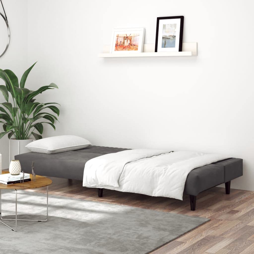 Schlafsofa 2-Sitzer Dunkelgrau Samt mit Schlaffunktion, 200x84,5x69 cm, ausziehbar als Gästebett, platzsparend für Wohnzimmer und Gästezimmer