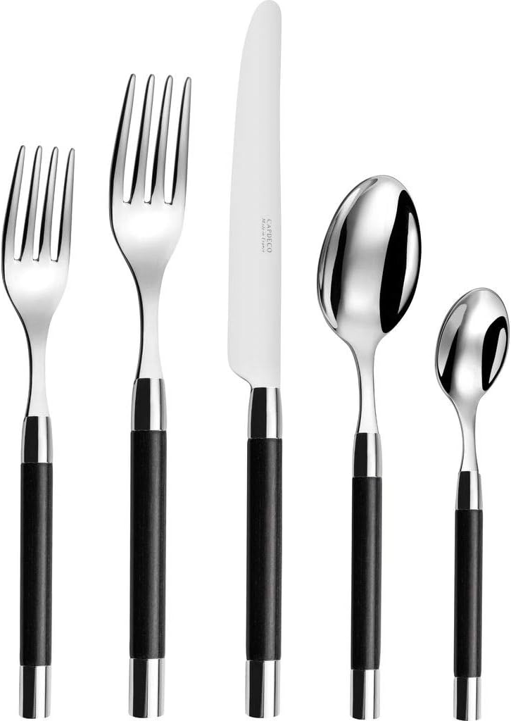 Conty Black Wood 5 Piece Silverware Place Setting
