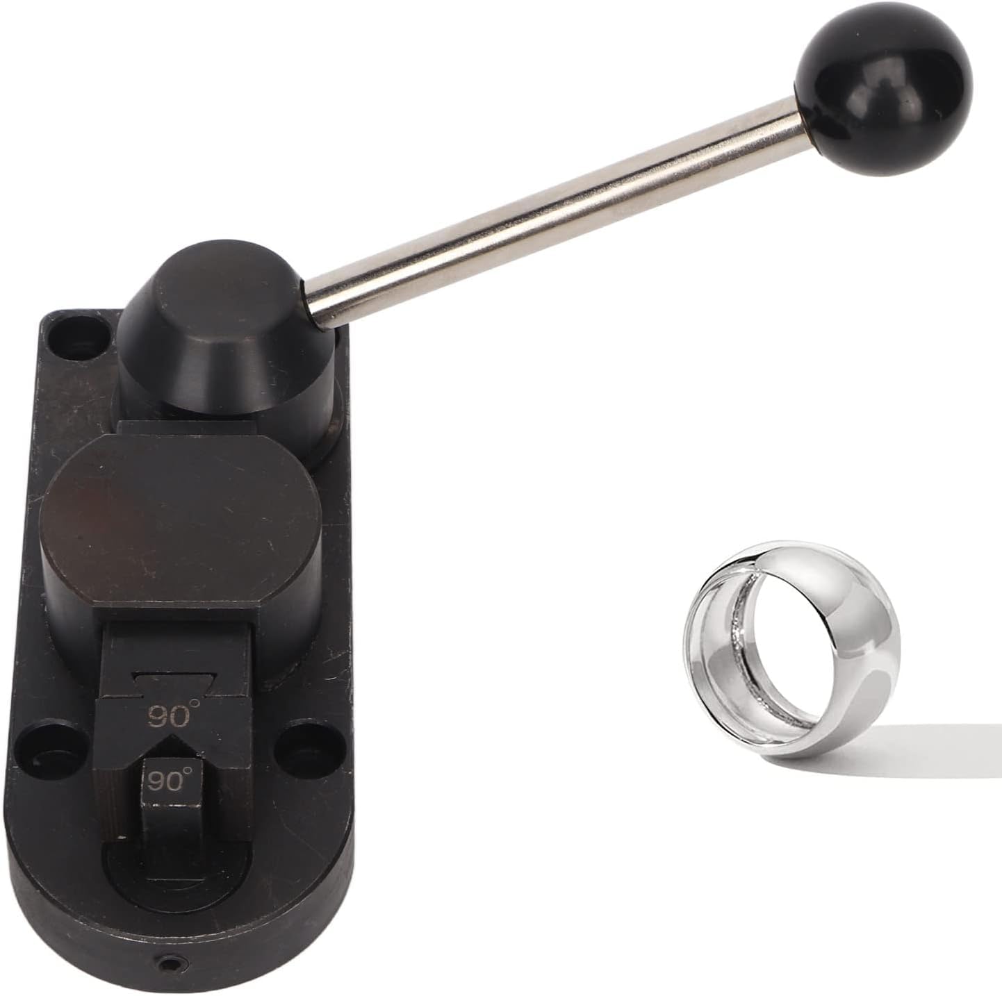 Herramienta dobladora de anillos para la fabricación de joyas, dobladora de anillos de acero de alta dureza con formador de nailon, medidor de anillos de metal blando