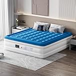 COTUBLR King Size Air Mattress with Built-in Pump, Inflatable Air Bed in 3 Mins Quick Self-Inflation/Deflation, 16" Height Flocked Top Waterproof Air Bed for Camping, Home, Guests, Travel, Blue