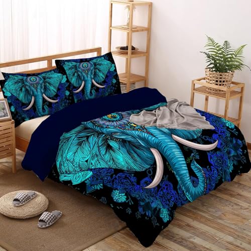 Housse de couette mandala éléphant aux finitions soignées et microfibre premium - 4