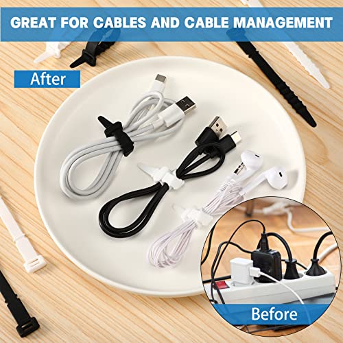 Silicone Cable Ties Reusable 4.5 Inch Zip Ties Cord Organizer Zip Ties Cable Management Rubber Cable Organizer Tie For Wire, Food Bags, Headphone, Home Office Supplies (100 Pcs) #TOP4