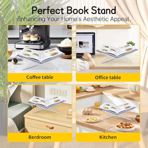 Large Clear Acrylic Book Stand, 12.5" x 9.5" x 5.7”, Open Book Holder Stand for Display and Reading Cookbooks, Art Books, Bibles, Magazines, Textbooks - Home and Table Decor - Image 5