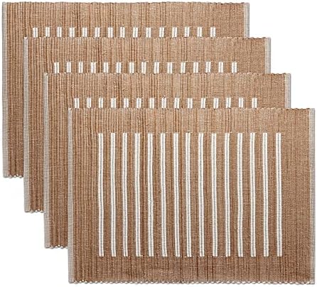 Generic Placemats Pure Cotton Placemats Placemats Set of 4 Cream and White Stripe Cream White Cream
