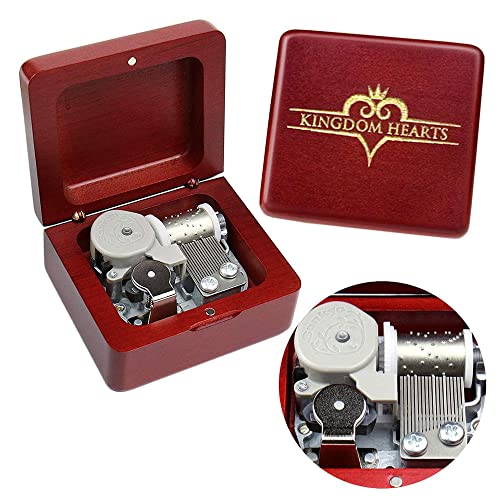 Sinzyo Kingdom Hearts Caja de Música de Madera Vintage Navidad San Valentín Cumpleaños Regalo (Caja de madera roja)