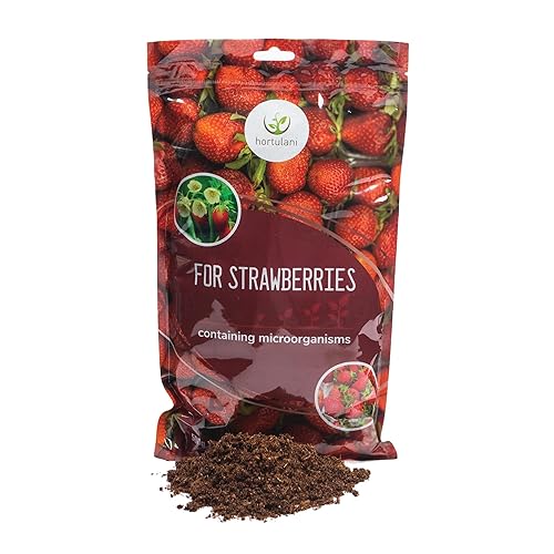 Hortulani Microbiological Strawberry Plant Food - Natural Soil Improver - Promotes Sweeter Berries & Stronger Roots - Bio-Friendly Garden Fertiliser with Growth-Boosting Organisms - 500g for 50m2
