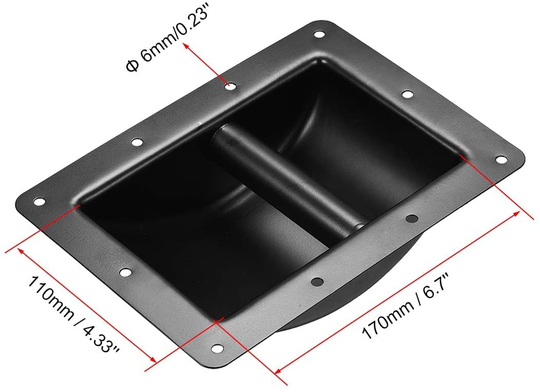 XYWHPGV Encastré Haut-Parleur Poignée Grap Holder Pocket Style Remplacement Haut-Parleur Audio Cabinet Box Poignées Métal Noir 2pcs(f72f9 30880 3d144 a00ca 9f17c 9095b