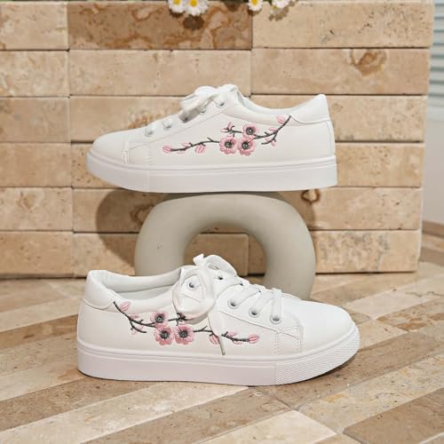 Chaussures blanches brodées femme style décontracté chic