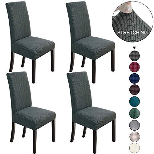 NORTHERN BROTHERS Dining Chair Covers Stretch Chair Covers Parsons Chair Slipcover Chair Covers for Dining Room Set of 4,Dark Grey