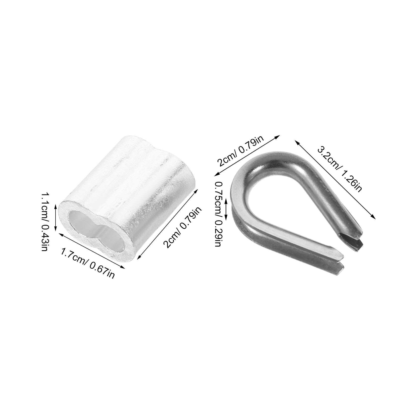 Redancia in Acciaio Inox M5 per Fune Metallica, Kit | Morsetto Doppio in Alluminio, 120 Pezzi, Colore Argento, per Rigging e Hanging