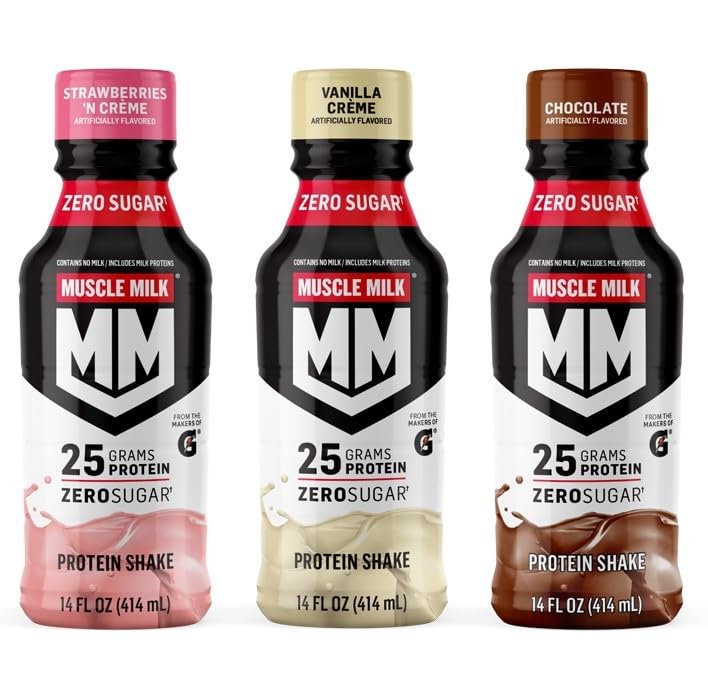 Miniatura 7 de Muscle Milk - Batido de proteína  Paquete variado de bebidas proteicas  14 onzas líquidas Muscle Milk Zero Protein Shakes  Batido de proteínas,