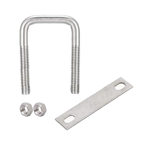 Miniatura 3 de YXQ Pernos en U cuadrados M6 de 1.772 in de ancho interior de acero inoxidable 304 con tuercas Marco correas placa de montaje (2 piezas)