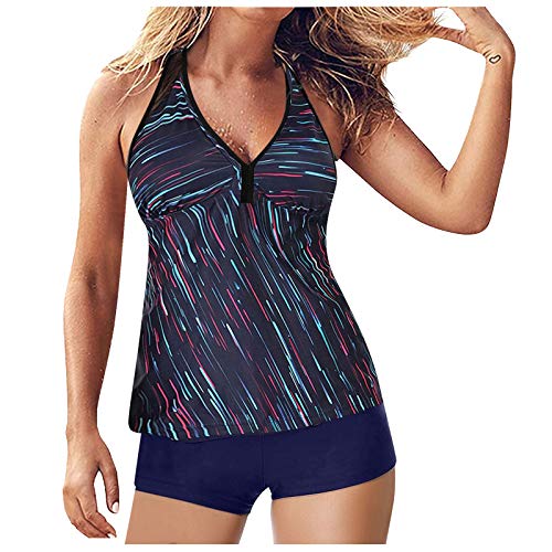 Maillot de bain femme 2 pièces shorty tankini chic col V