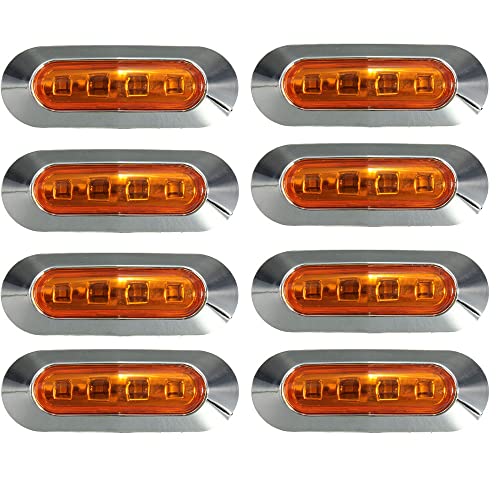 Etomvoop Lot de 8 feux de position latéraux étanches à 4 LED pour voiture, 12 V-24 V, camion, remorque, camping-car, bateau (jaune) Cover