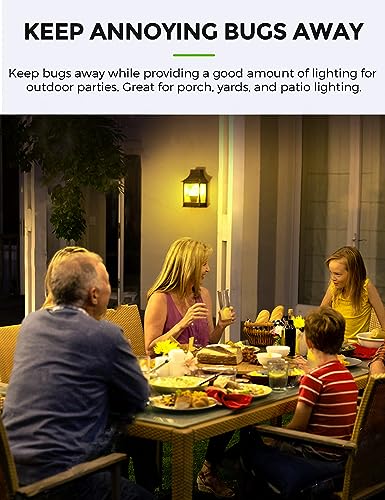 Image of L LOHAS LED Dusk to Dawn Bug Light Bulb Outdoor, A19 Yellow LED Light Bulbs