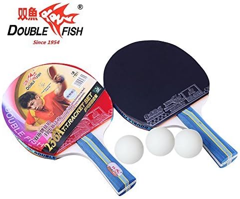 2 Pack – Double Fish Ping Pong Paddle Set With 3 Ping Pong Balls And Carry Bag, Table Tennis Racket (D-2)