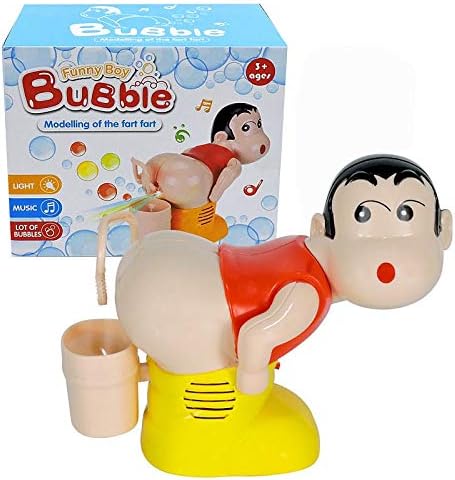Amazon Co Jp バブルマシンキッズ漫画電気石鹸 面白いジョークおもちゃ水を吹く子供のおもちゃ バブルブロワーファート吹くバブルマシンライトミュージック Color With Box おもちゃ