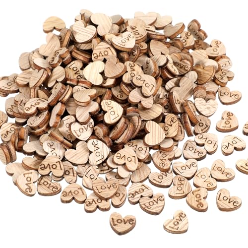 Wooden Hearts for Crafts, 200 Pcs Rustic Love Heart Wedding Table...