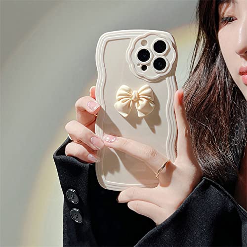 Silicone Soft Ring Shell pour iPhone avec cadre ondulé et nœud 3D chic
