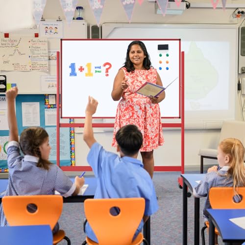 Image of TSJ OFFICE Large Rolling Whiteboard - Dry Erase Magnetic 48 x 32 Inches White Board Height Adjust Double Sides Mobile Portable Easel on Wheels, Dry Erase Board with Stand for Office, Home & Classroom