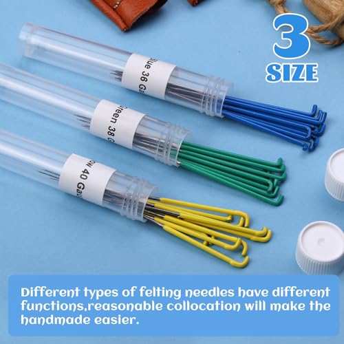 Image of Mayboos 30 Pcs Wool Felting Needles, 3 Colors, 36-40 Gauge, Color Coded Tool Kit with Needle Box (Pack of 2)