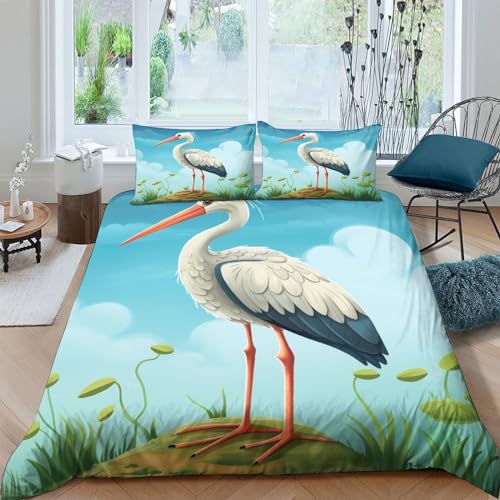 Housse de couette aigrette 3D 200x200 cm en microfibre avec 2 taies d'oreiller