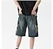 POHADON Y2K Blue Denim Shorts Summer Casual Loose Straight Leg Unisex Baggy Jeans Shorts Jorts Grunge Harajuku Streetwear (Star Patch,S)