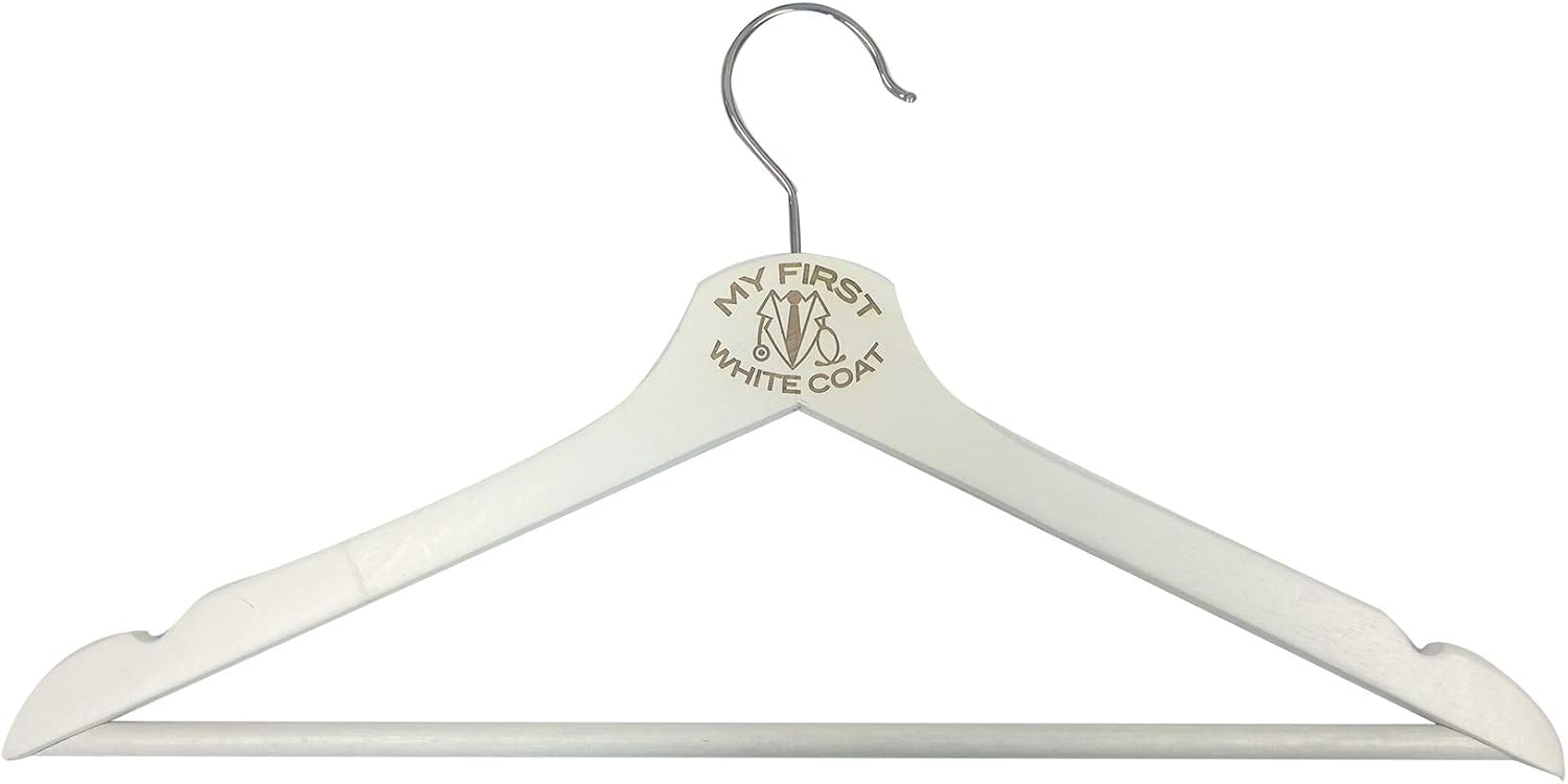 3D Laser Engraved My First White Coat Garment Wood Clothes Hanger - Gifts for Him, for Her, for Boys, for Girls, for Husband, for Wife, for Them, for Men, for Women (Pharmacist)