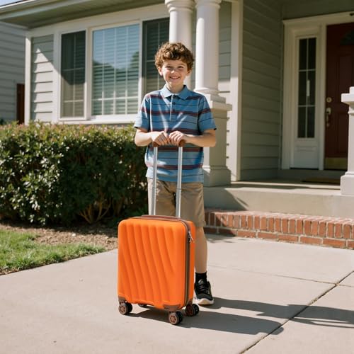 Image of Luggage Sets 6 Piece Suitcases with Wheels,ABS Hard Case Suitcases with Spinner Wheels,Durable Travel Luggage(Orange, 6 Piece Set(16 inch /20 inch /24 inch /28))