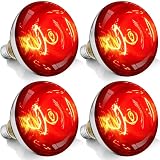 VORIGY 250W R40 Red Heat Lamp Bulbs, 8000 Hours Rated, Infrared Flood Light, Brooder Heating Lamp for Chickens, Reptiles, Pets, Bathroom, E26 Base - 4 Pack