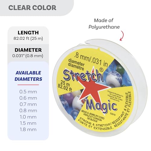 Image of Stretch Magic Elastic Beading Cord - Clear Color, 0.8mm in Diameter, 25-Meter (82 ft) - Easy to Knot, Strong & Stretchy String for Making Beaded Jewelry