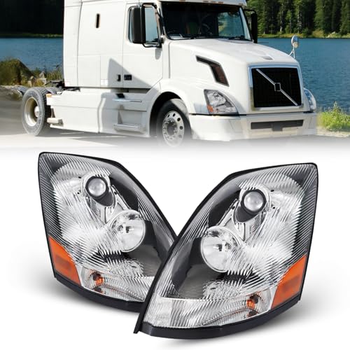 Liouedf Semi Trucks Headlight Pair Compatible with 2004-2017 VOLVO VNL (Including All Bulbs) VNL Headlamp White Assembly
