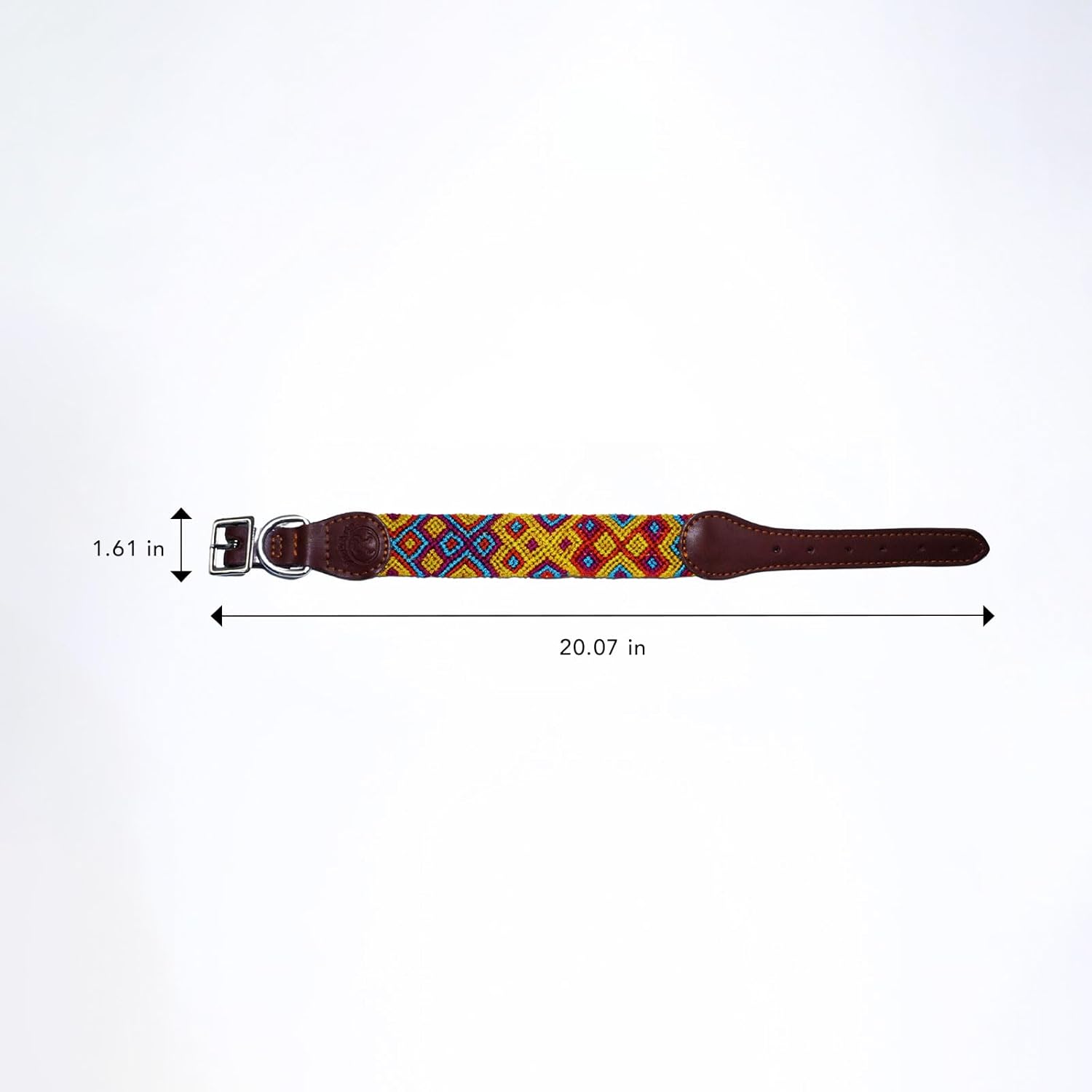 Eternia Premium Leather Dog Collar - Adjustable Handcrafted Collar for Small to Large Dogs (Yellow/Red, M)