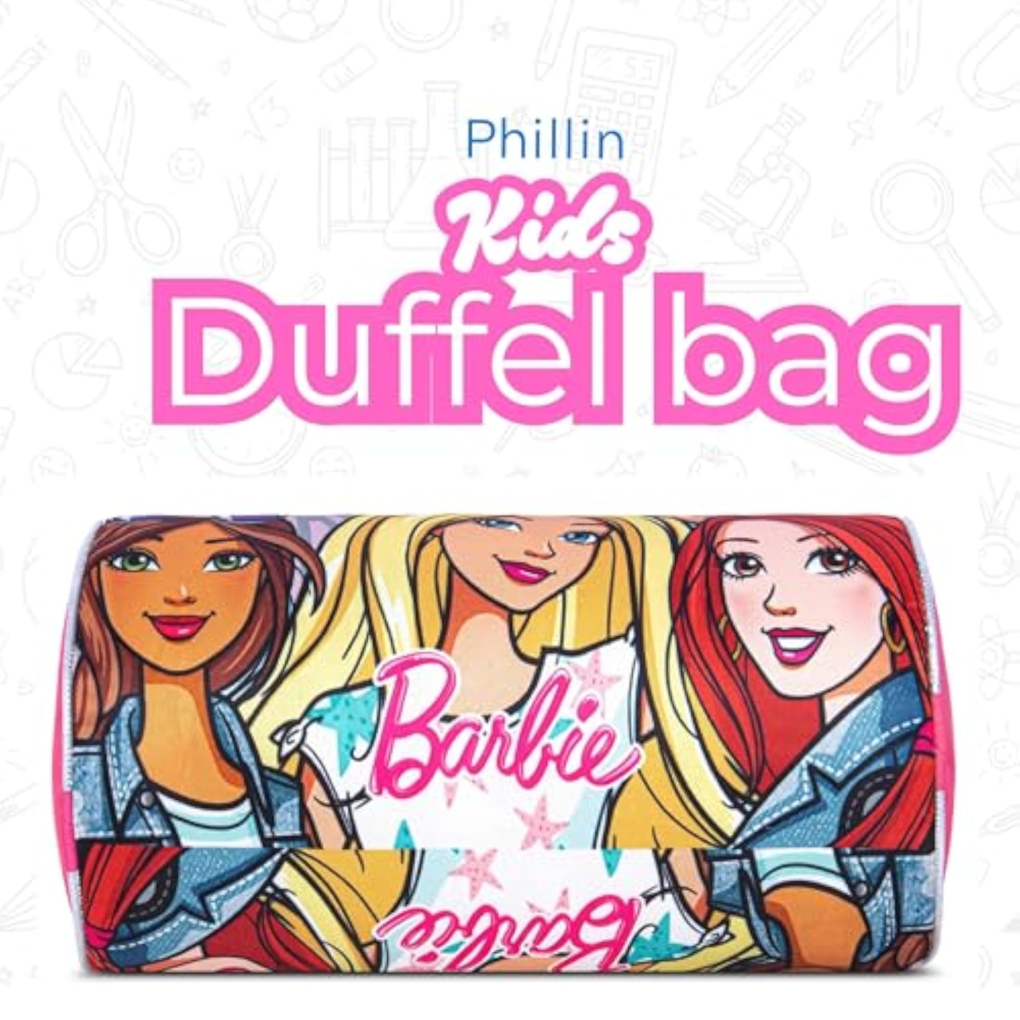 Polyester Kids Travel Duffle Bag, 8 Inch Barbie Girl Printed