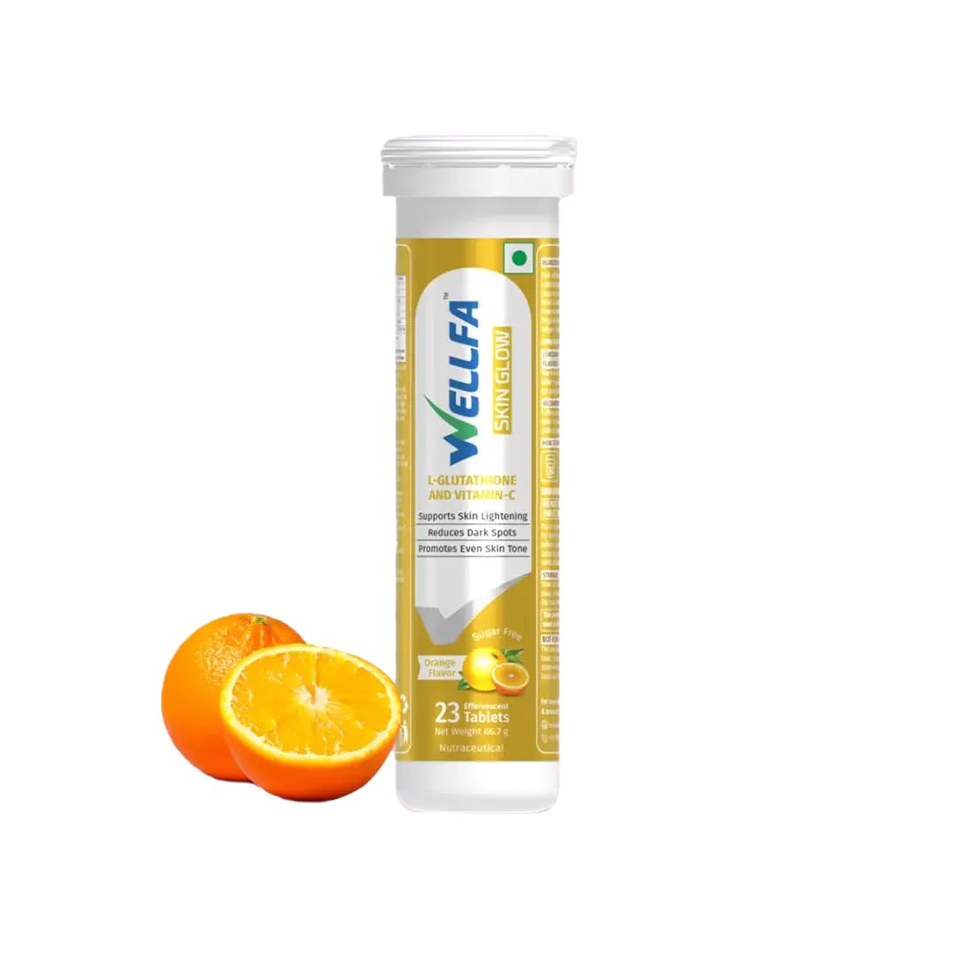 Skin Glow Tablets with L-Glutathione & Vitamin C for Clear and Radiant Skin | 23 Effervescent Tablets | Skin Glow Brightening Supplement | Orange Flavor