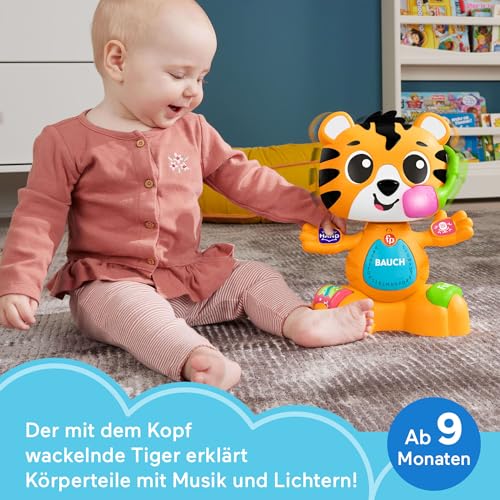 Fisher-Price Lernspielzeug für Babys und Kleinkinder, Beat Bande Lern & Tanz Tiger Justin mit Geräuschen und Lichtern für Kinder ab 9… – Ansicht 2
