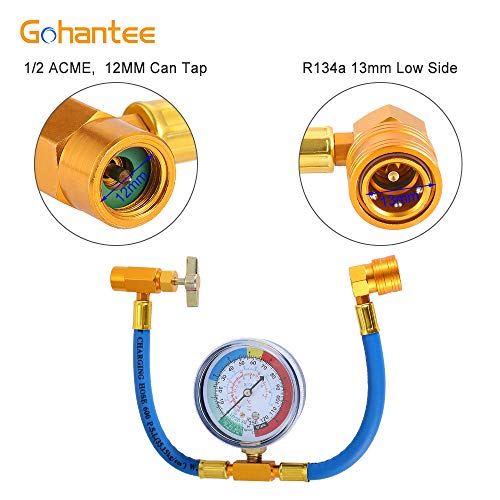 R134A AC Refrigerant Recharge Hose Kit Auto AC Recharge Kit with Gauge