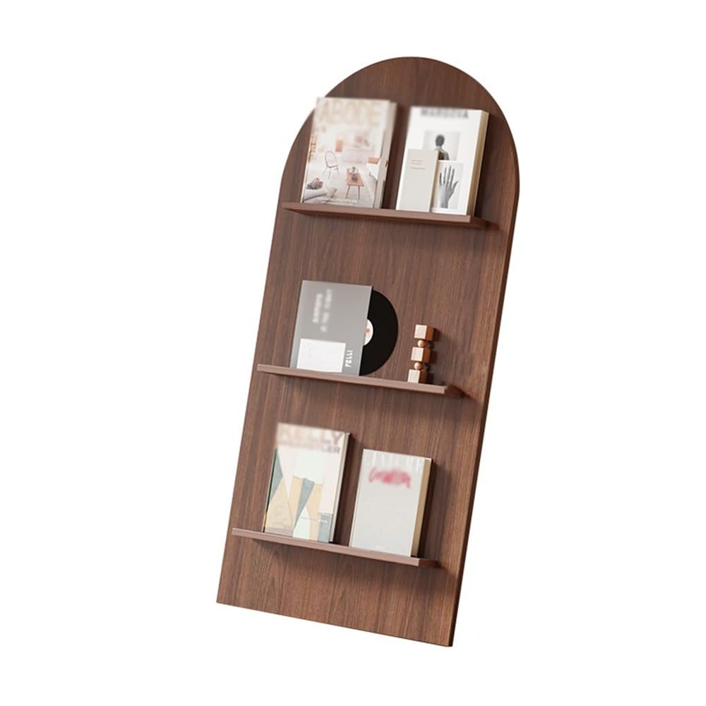 Ljhfg63kuyt Walnut Newspaper Stand Newspaper Display Rack Floor Bookshelf Magazine Wall Brochure Storage Information Literature Rack