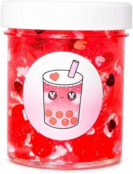 Hoshimi Slimes Sweetheart Popping Boba Clear Slime Ages 8+ 4oz Handmade Strawberry Vanilla Scented Sensory ASMR Gift
