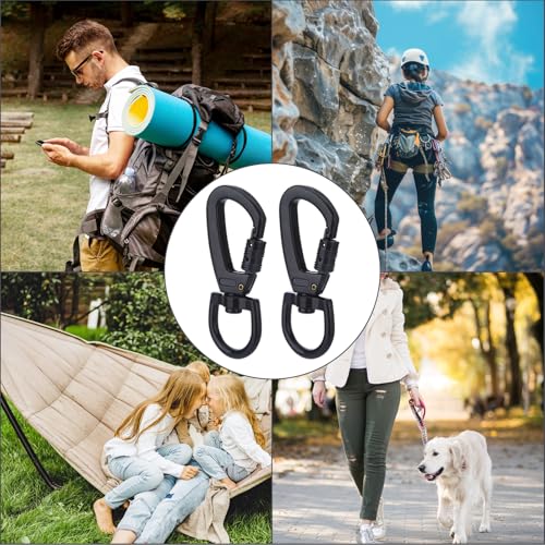 2 Stück Karabinerhaken mit Drehscharabin Hundeleine Karabiner Edelstahl Karabiner Schlüsselanhänger Bolzenkarabiner Scherenkarabiner Schwarz