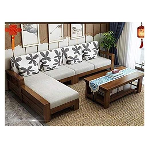 MAHIMART AND HANDICRAFTS Sheesham Wood Sofa Set for Living Room | Wooden Sofa Set - L Shape Sofa |Sofa with Center Table Set - Available in Dark Honey Finish